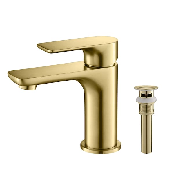 Kibi Tender Single Handle Bathroom Vanity Sink Faucet with Pop Up Drain C-KBF1019BG-KPW100BG - main